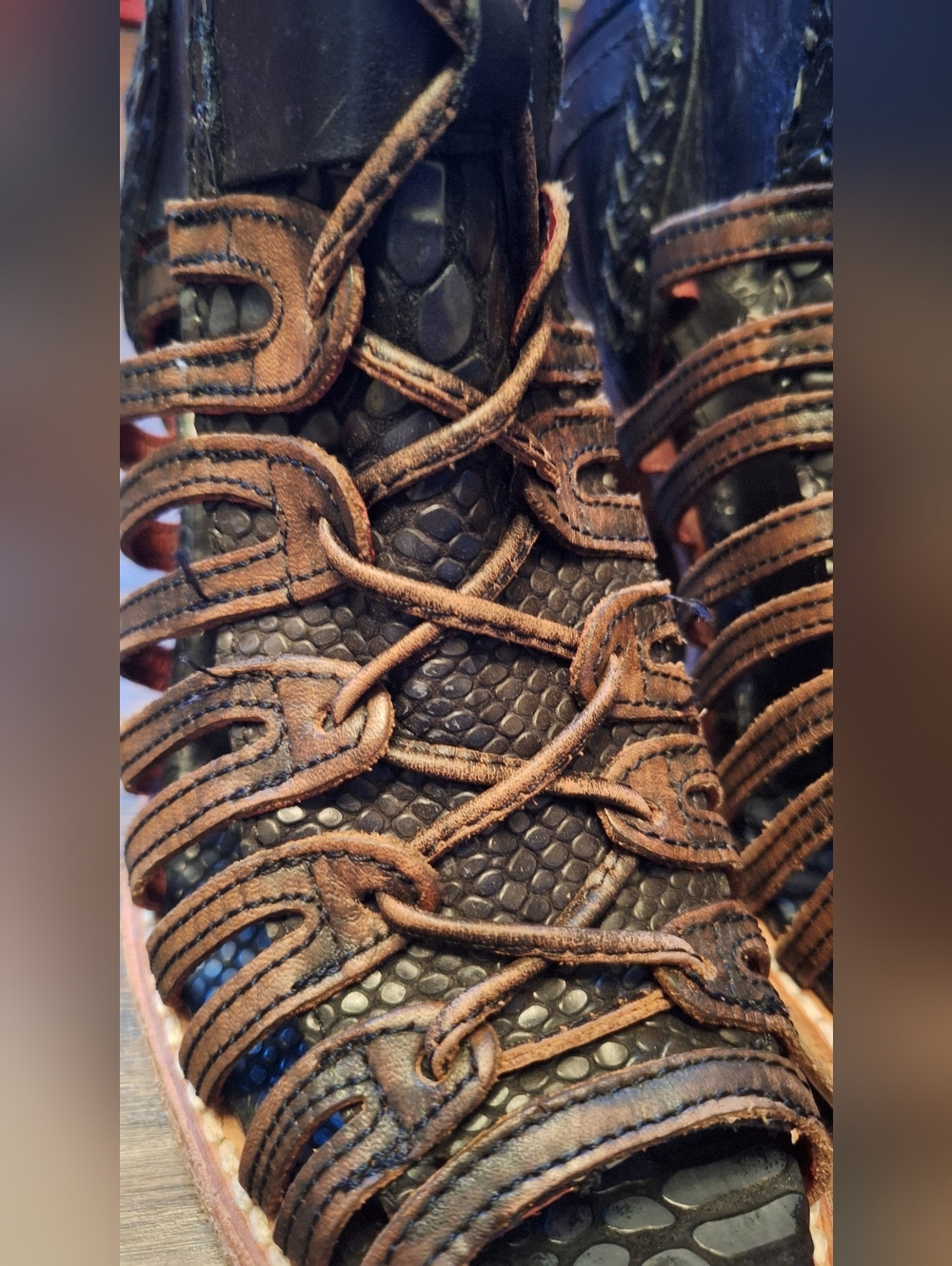 Freebird by Steven Brown and Black Braided Lace-Up Leather Sandals EUC - Picture 7 of 8